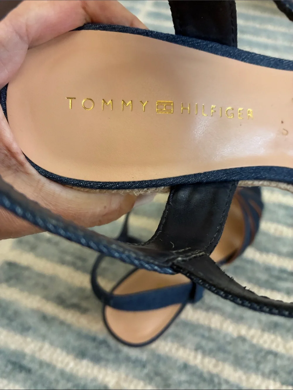Tommy Hilfiger Denim Blue Espadrille Wedge Sandals